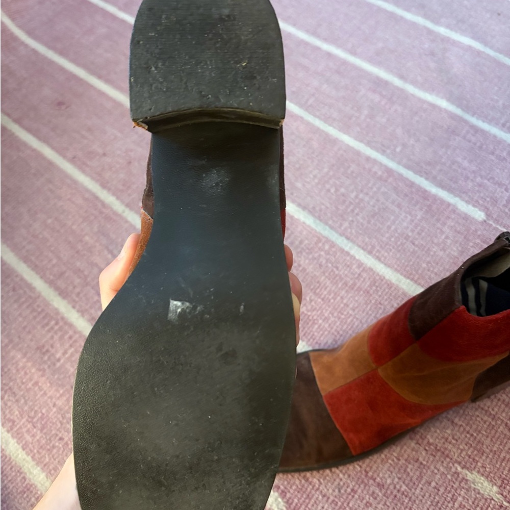 90’s/Y2K Vintage Nine West Suede Colorful Patchwork Ankle Boots - Picture 7 of 10